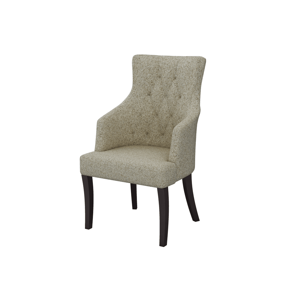 THEA- Fabric / PU / Leather Elegant High Back Tufted Dining Chair with Armrest
