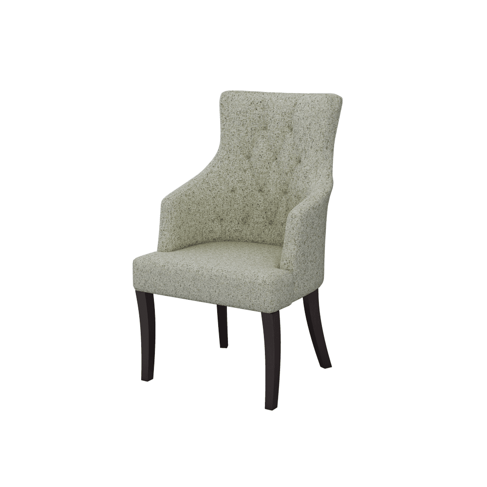 THEA- Fabric / PU / Leather Elegant High Back Tufted Dining Chair with Armrest