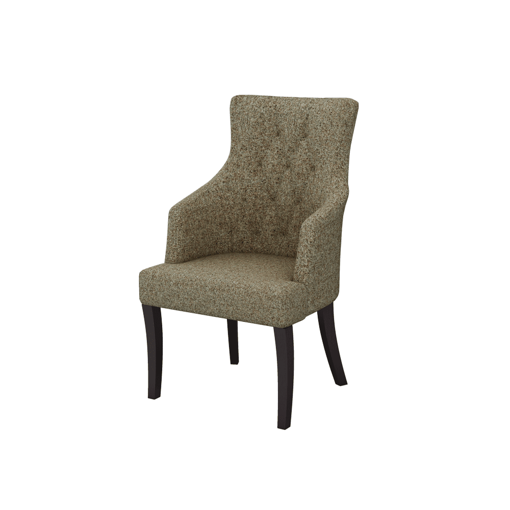 THEA- Fabric / PU / Leather Elegant High Back Tufted Dining Chair with Armrest