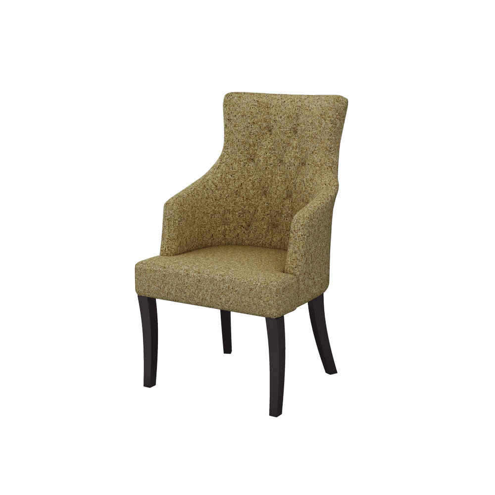 THEA- Fabric / PU / Leather Elegant High Back Tufted Dining Chair with Armrest
