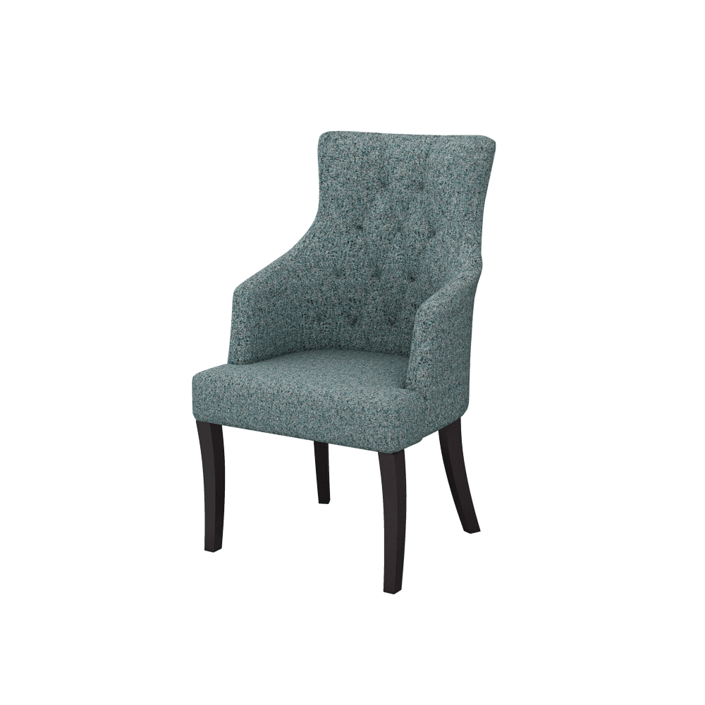 THEA- Fabric / PU / Leather Elegant High Back Tufted Dining Chair with Armrest