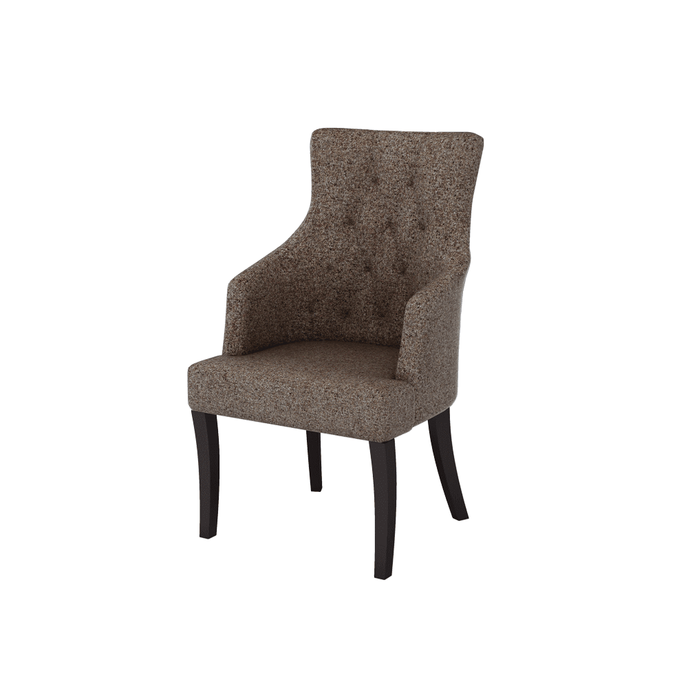 THEA- Fabric / PU / Leather Elegant High Back Tufted Dining Chair with Armrest