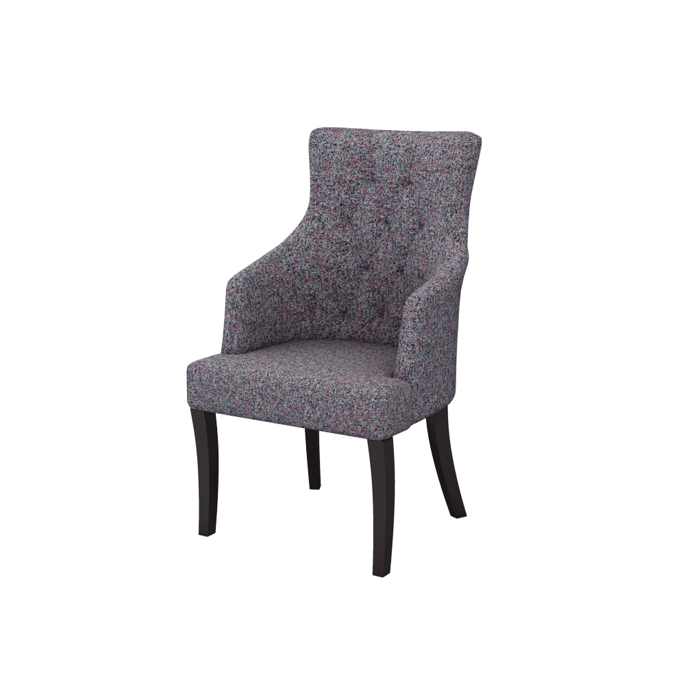 THEA- Fabric / PU / Leather Elegant High Back Tufted Dining Chair with Armrest