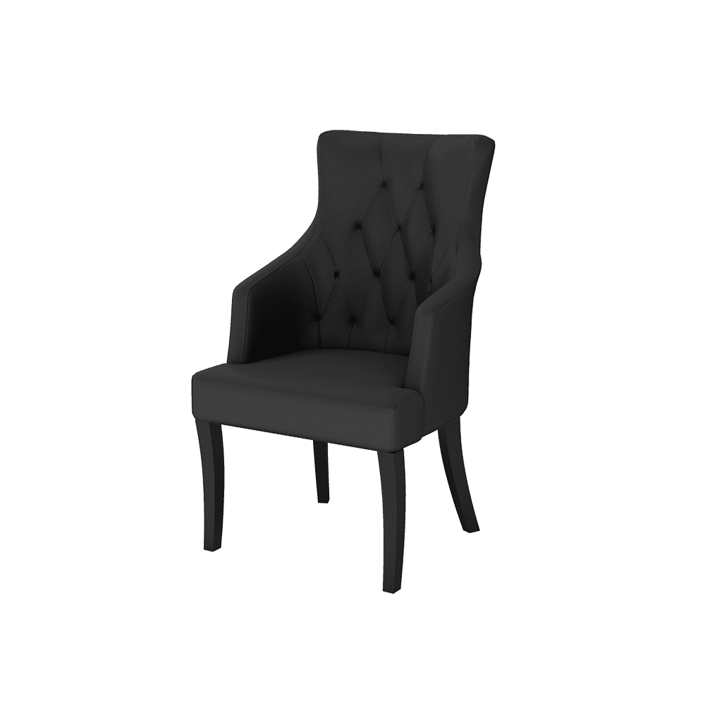 THEA- Fabric / PU / Leather Elegant High Back Tufted Dining Chair with Armrest