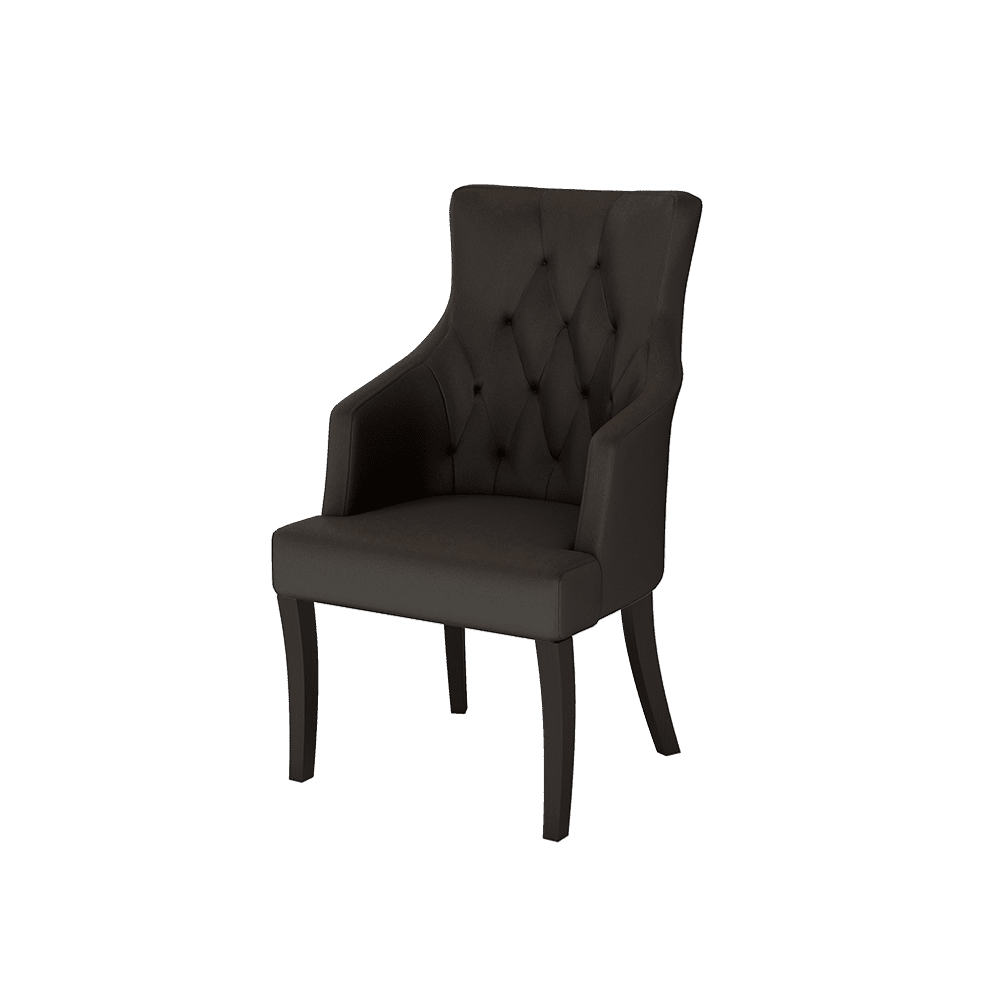 THEA- Fabric / PU / Leather Elegant High Back Tufted Dining Chair with Armrest