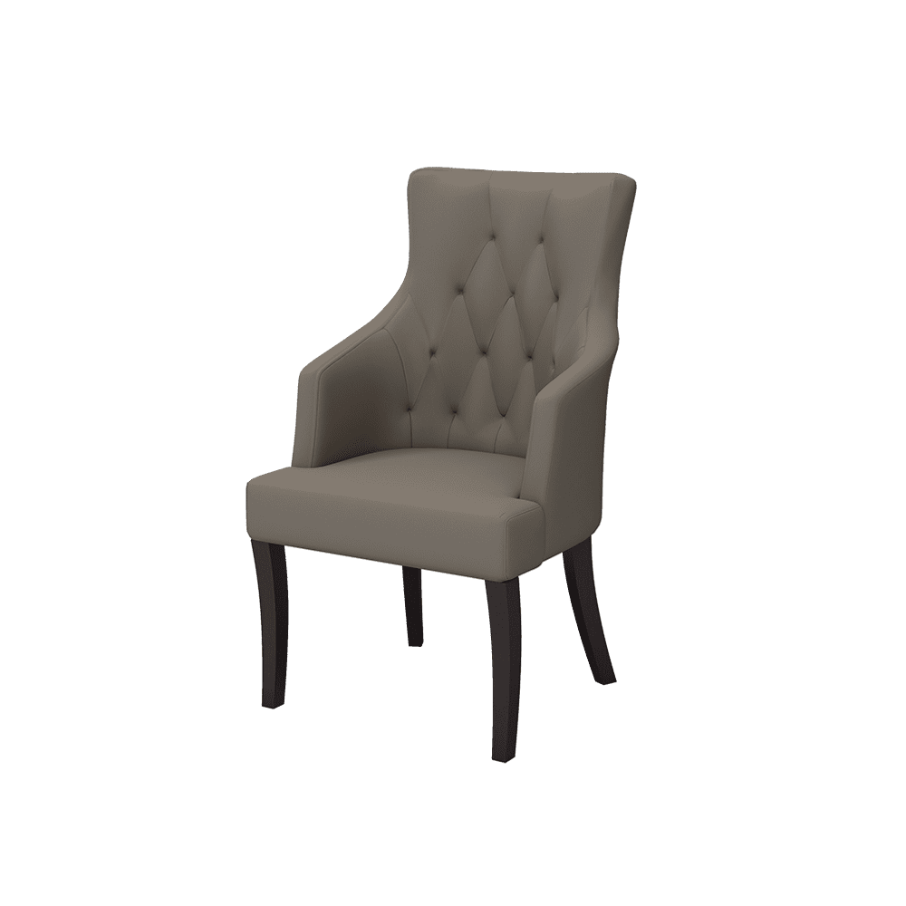 THEA- Fabric / PU / Leather Elegant High Back Tufted Dining Chair with Armrest