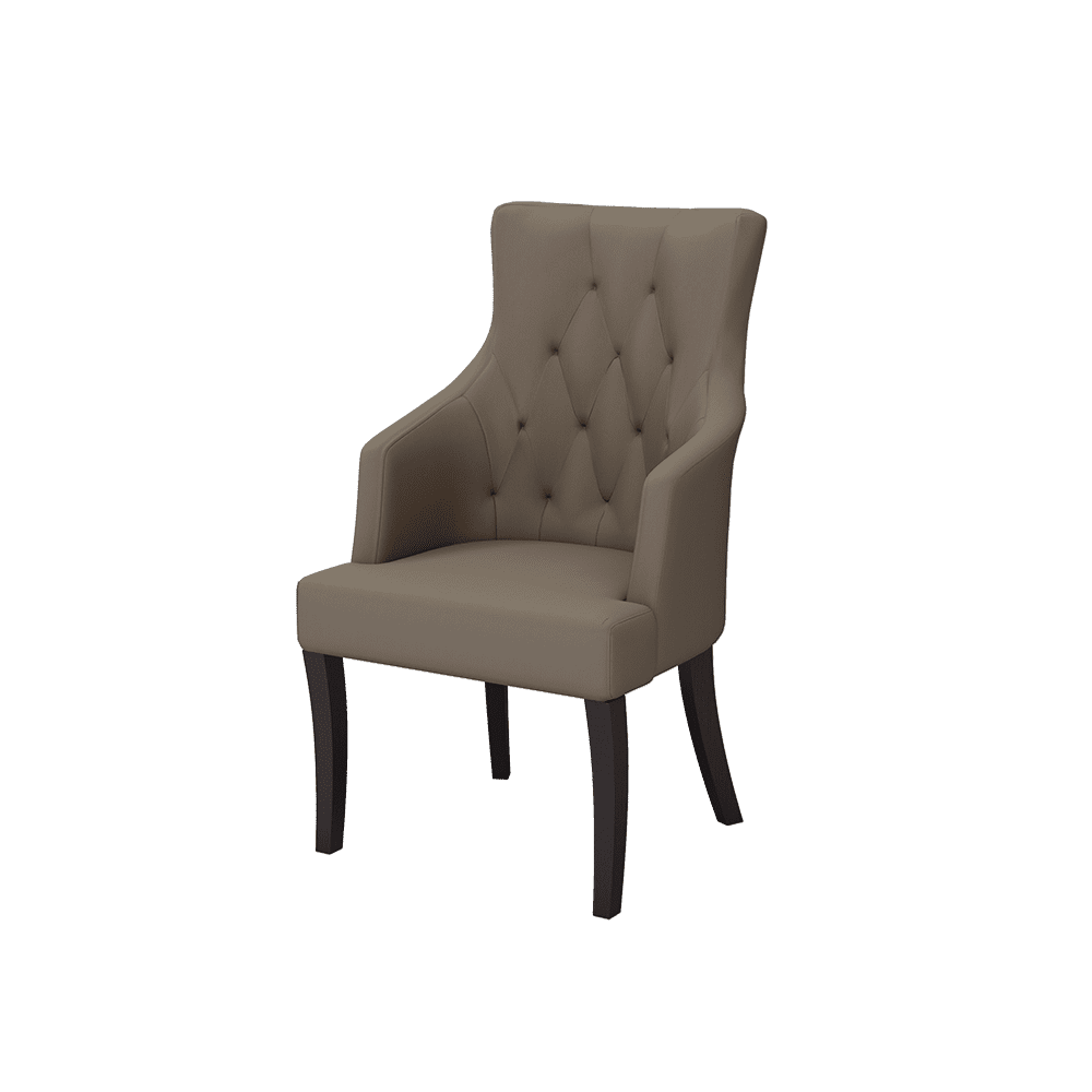 THEA- Fabric / PU / Leather Elegant High Back Tufted Dining Chair with Armrest