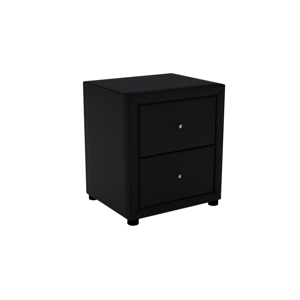 CALVINIA - 2-drawer Fabric/PU Bedside Table