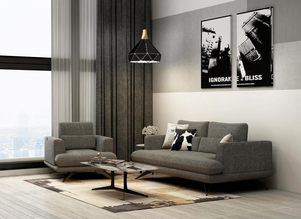 Mix & Match Rectangular Marble Coffee Table with Black Double Tshaped