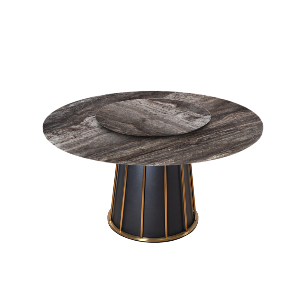 5ft Round Silver Travertine Marble Dining Table - Crownlivin