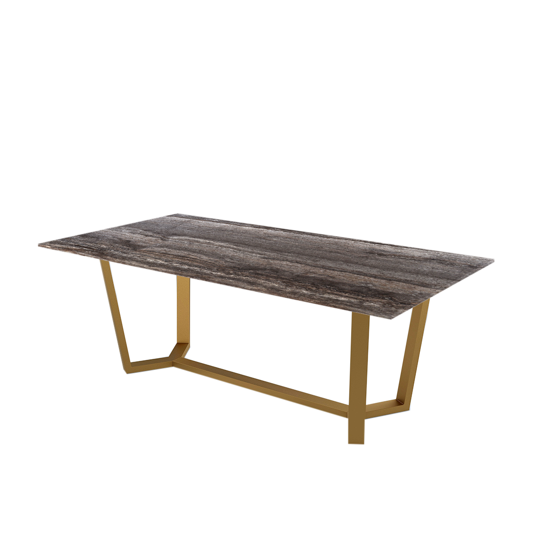 7ft Rectangular Silver Travertine Natural Marble Dining Table Crownlivin