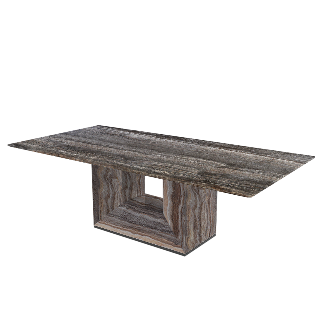 8ft Rectangular Silver Travertine Natural Marble Dining Table Crownlivin