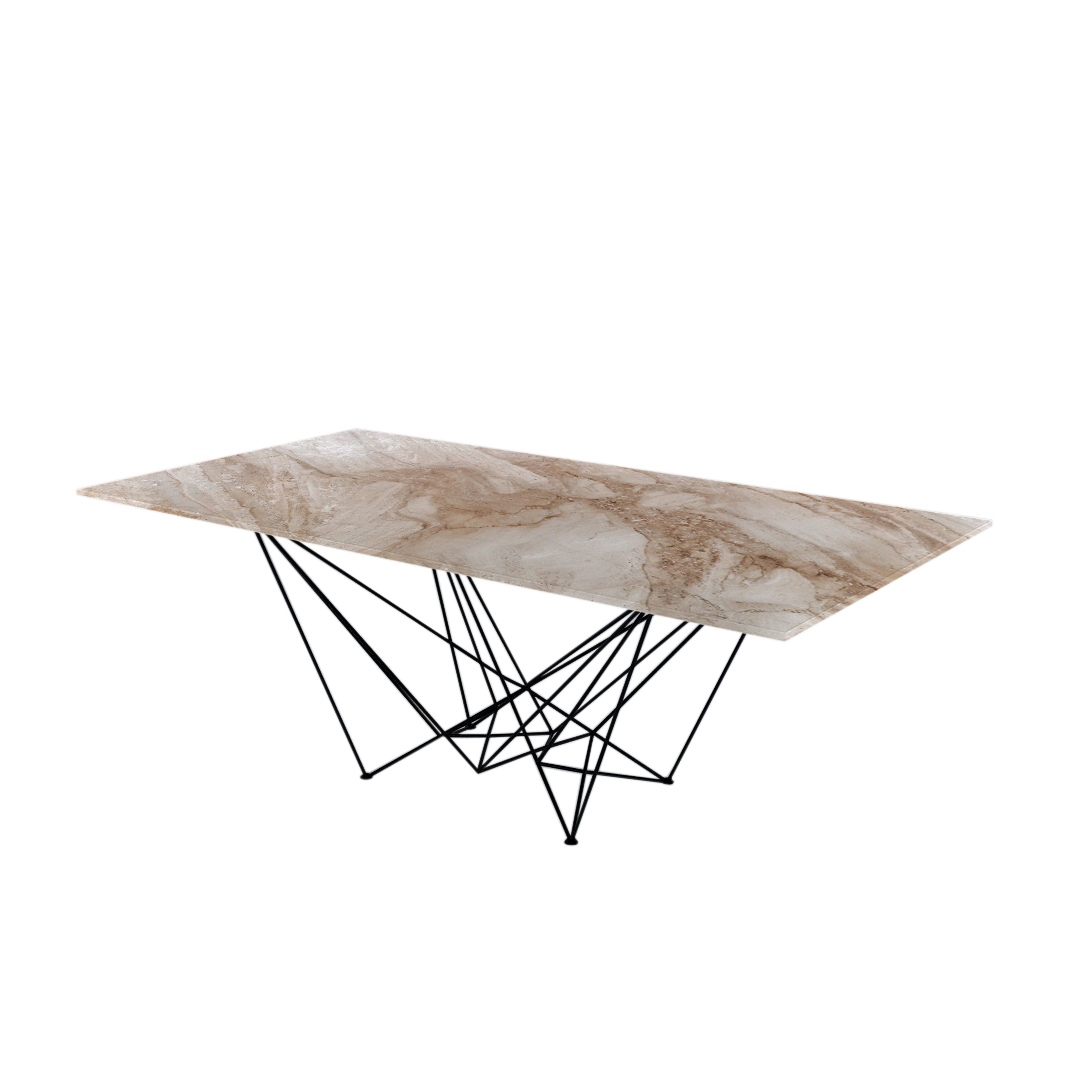 7ft Rectangular Daino Beige Natural Marble Dining Table Crownlivin