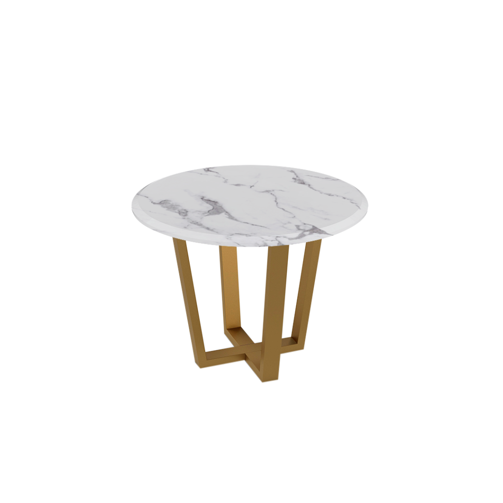 Mix & Match Round Marble Dining Table with Gold Metal Base (4seater