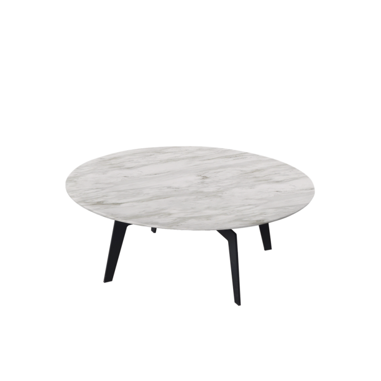 Mix & Match Round Marble Coffee Table with Black Metal Base Crownlivin