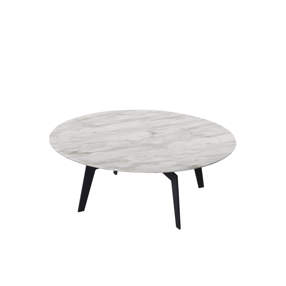 Mix & Match Round Marble Coffee Table with Black Metal Base - Crownlivin