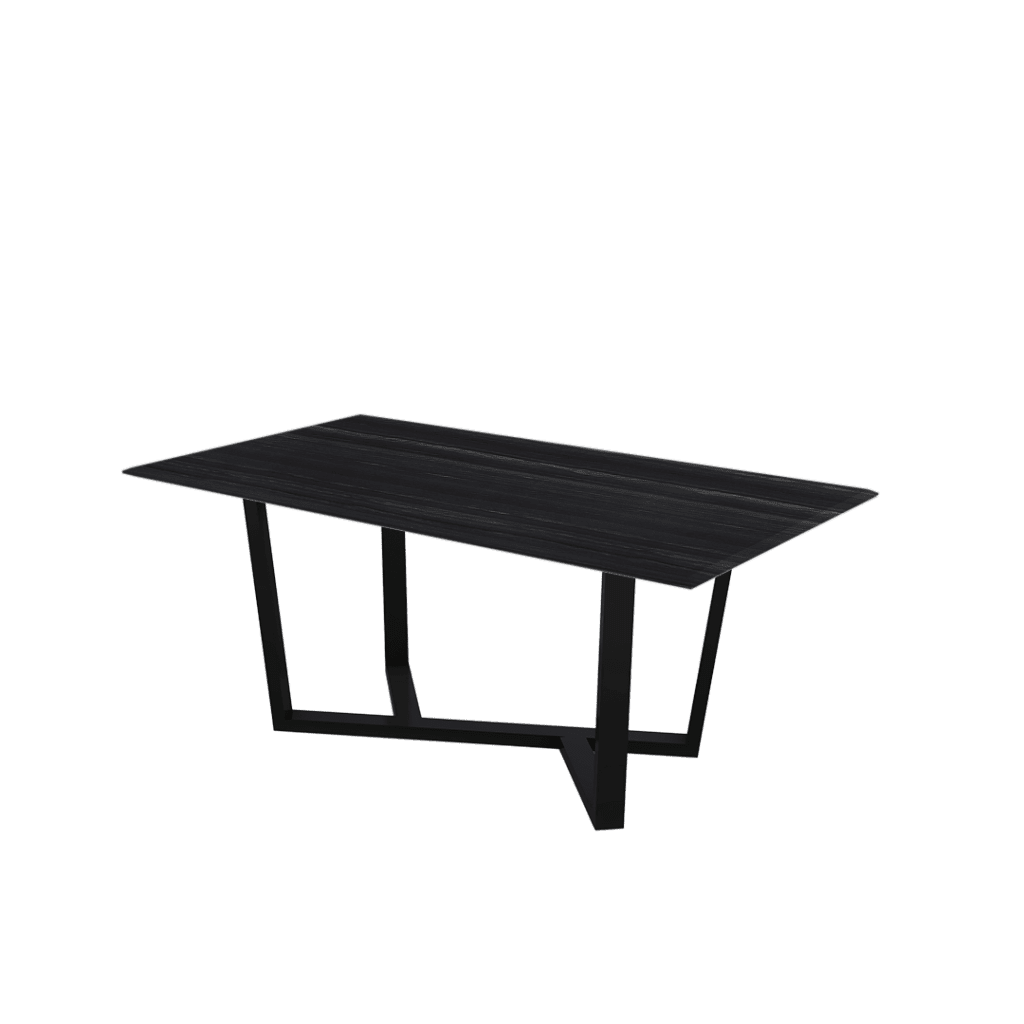 Mix & Match Rectangular Marble Dining Table with Harper Black Metal Base (1.8m x 1.0m) Crownlivin
