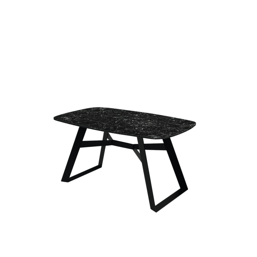 Mix & Match Rectangular Marble Dining Table with Nathan Black Metal