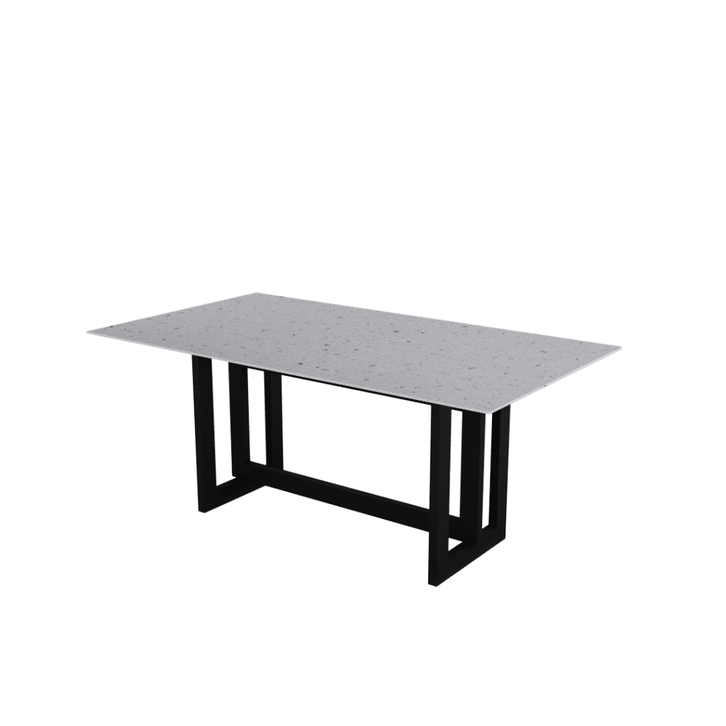Minimalist Rectangular Marble Dining Table with Hector Black Metal Base